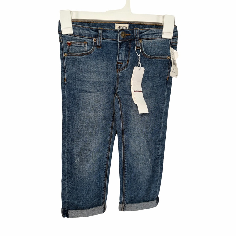 Hudson Kids Jeans Bright Blue Rolled Cuff Stretch Denim Boyfriend Jeans Size 5